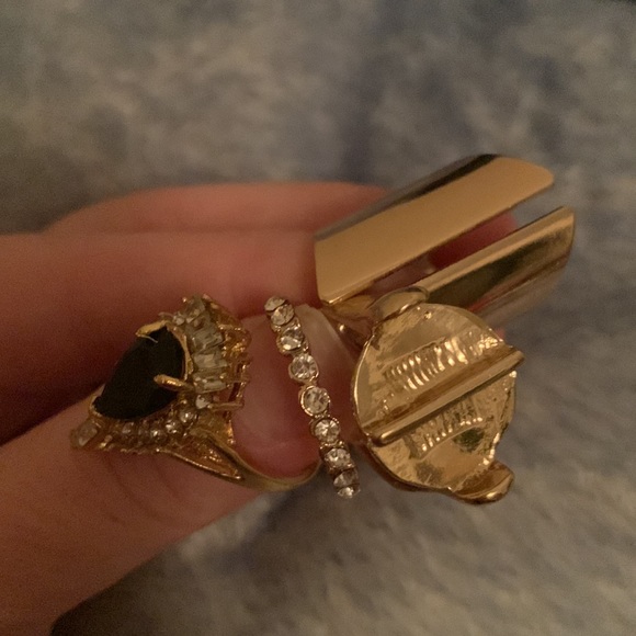 Gorgeous Stackable Knuckle Ring Set Black Jewel & Bling Rings Gold boutique NEW - Picture 17 of 17